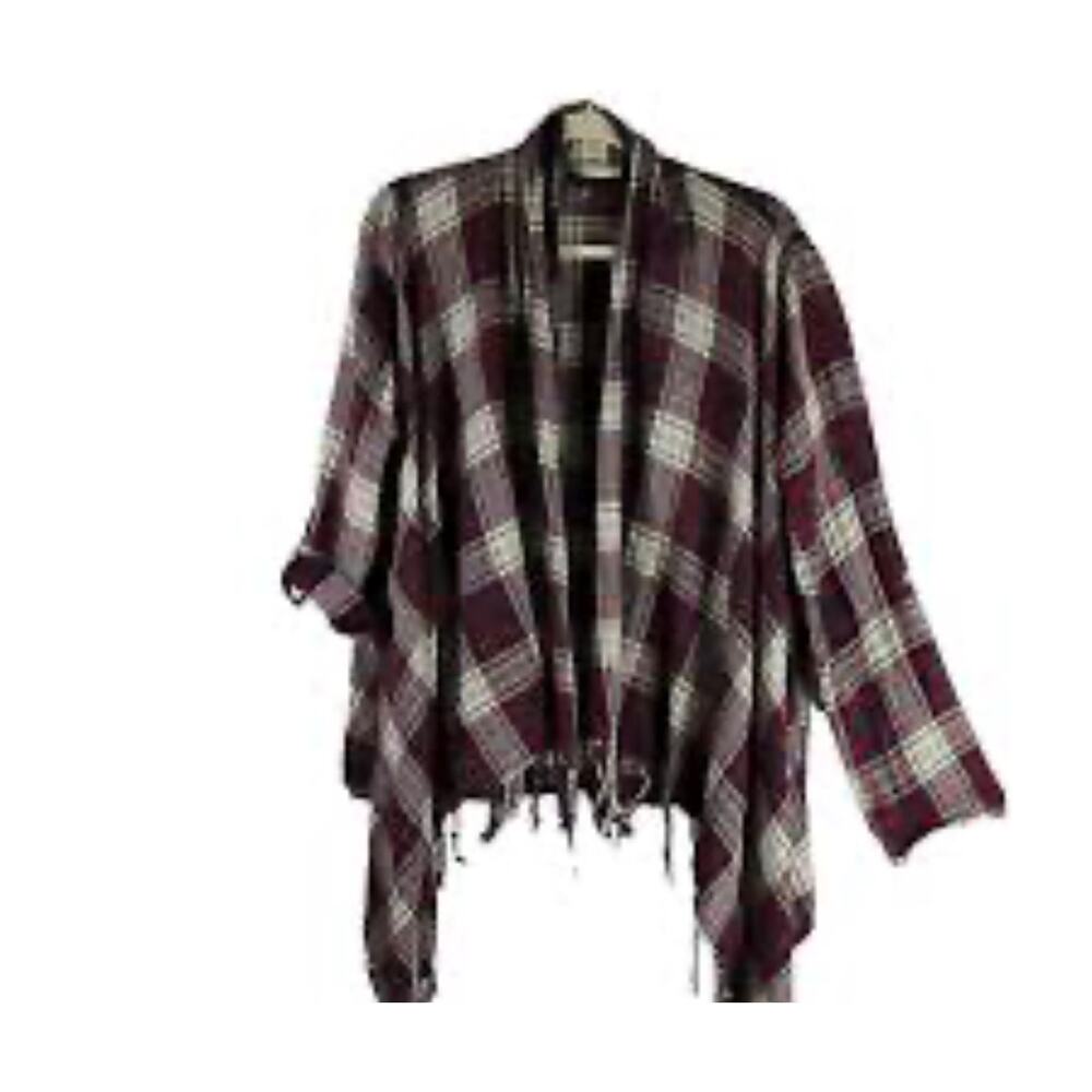 M Altar'd State plaid open-front cardigan wrap waterfall
